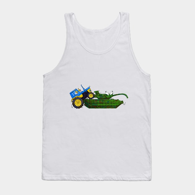 Ukrainian Tractor on Russian Tank Tank Top by Ukraine Prints